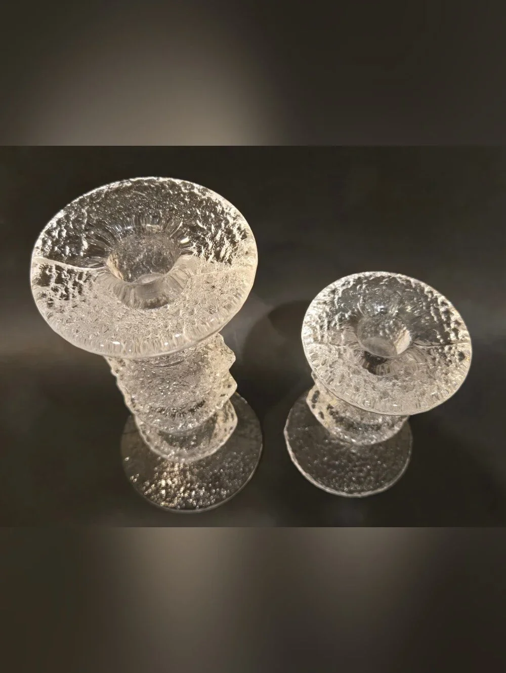 Vintage Iittala Festivo Glass Candlestick Pair - Modern Home Accent